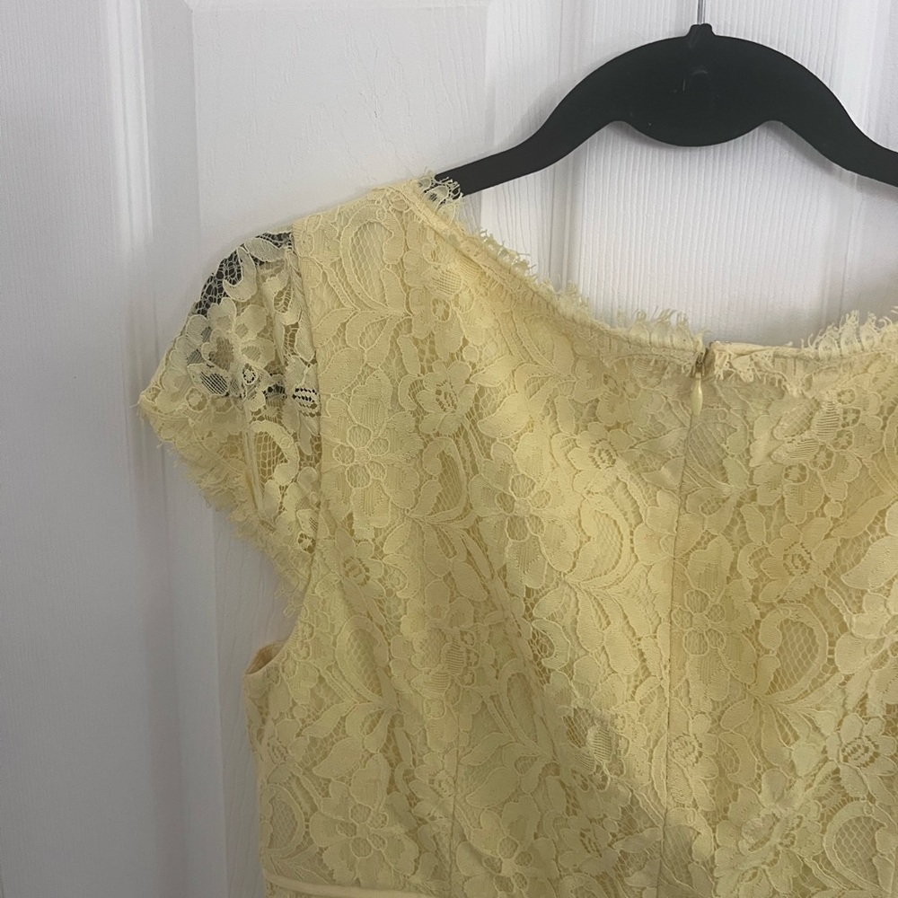 Boston Proper Pale Yellow Lace Midi Dress - Picture 9 of 9